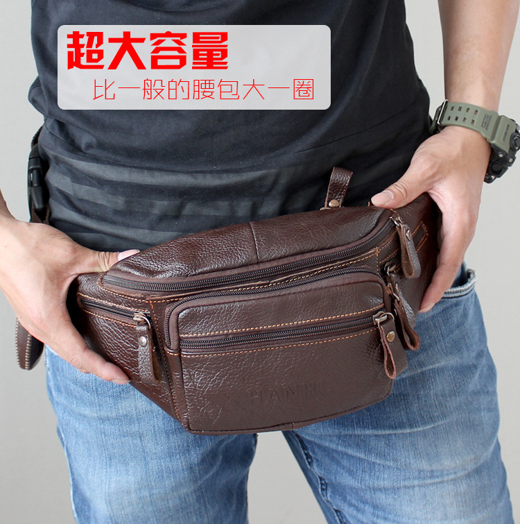 Running Gear For Beginners - Genuine Cowhide Leather Waist Bag Men