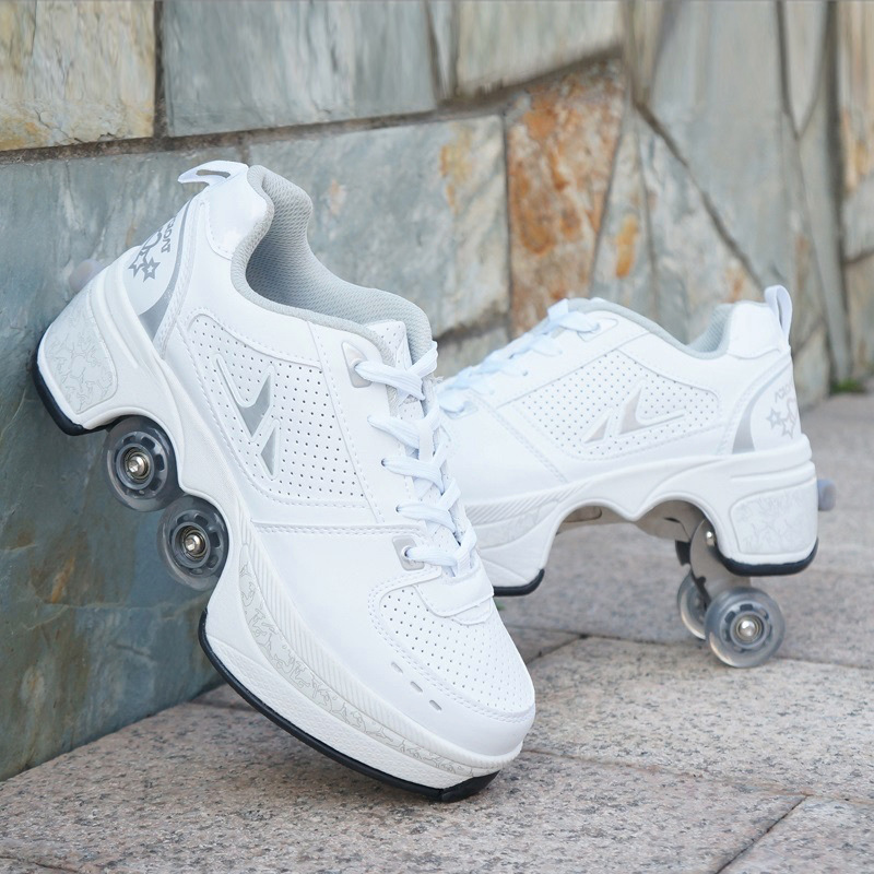 Running Gear For Beginners - Pu Leather Kids 4 Wheels Roller