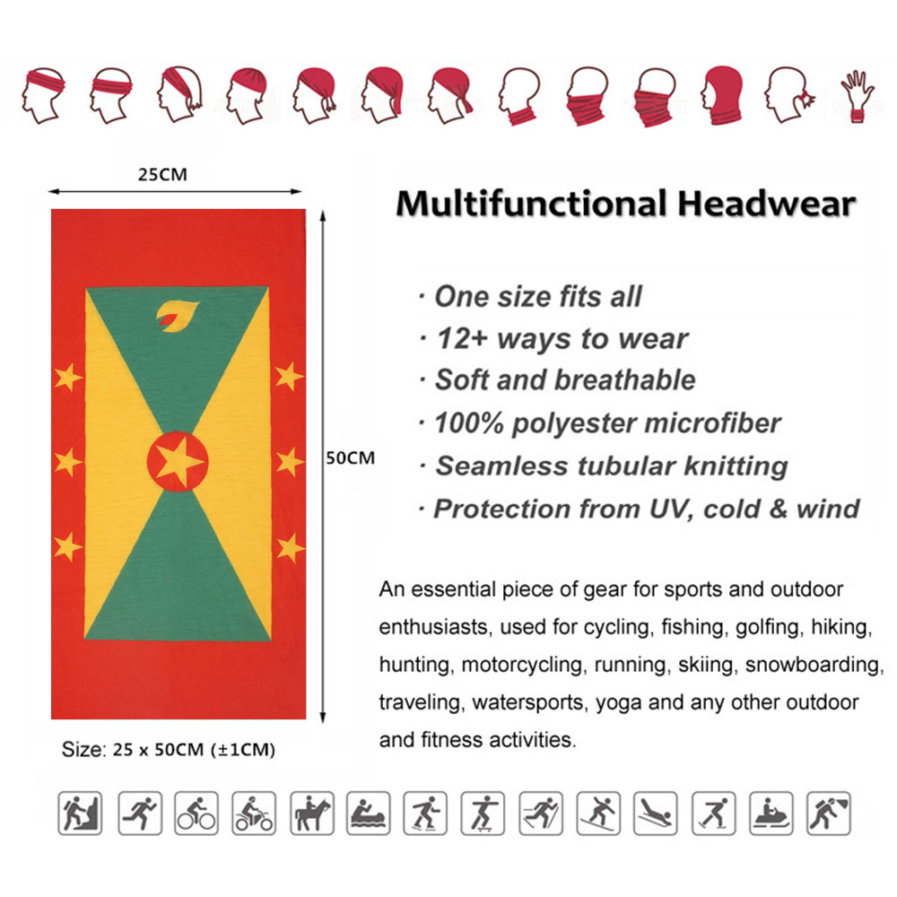 Grenada Flag Pattern Face Band - огляд і ціна Running Gear Headband